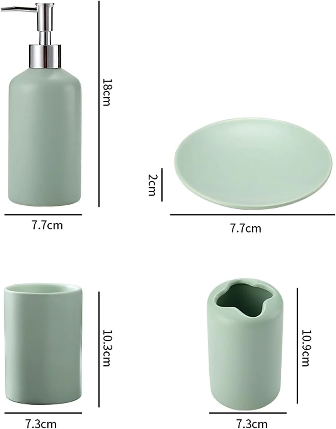 ست لوازم جانبی حمام، شامل جا صابونی، مایع ریز صابون، جا مسواکی و لیوان، ست حمام نوردیک