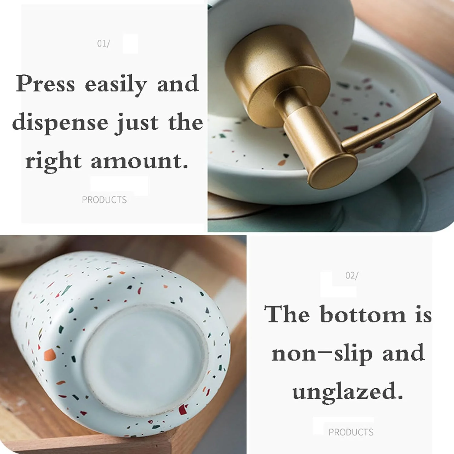 ست لوازم جانبی حمام، ست لوازم جانبی رویه کابینت حمام، ست لوازم جانبی سرامیکی حمام، ست حمام، طراحی مدرن، دکور حمام، با پخش کننده لوسیون، فنجان، جای صابون