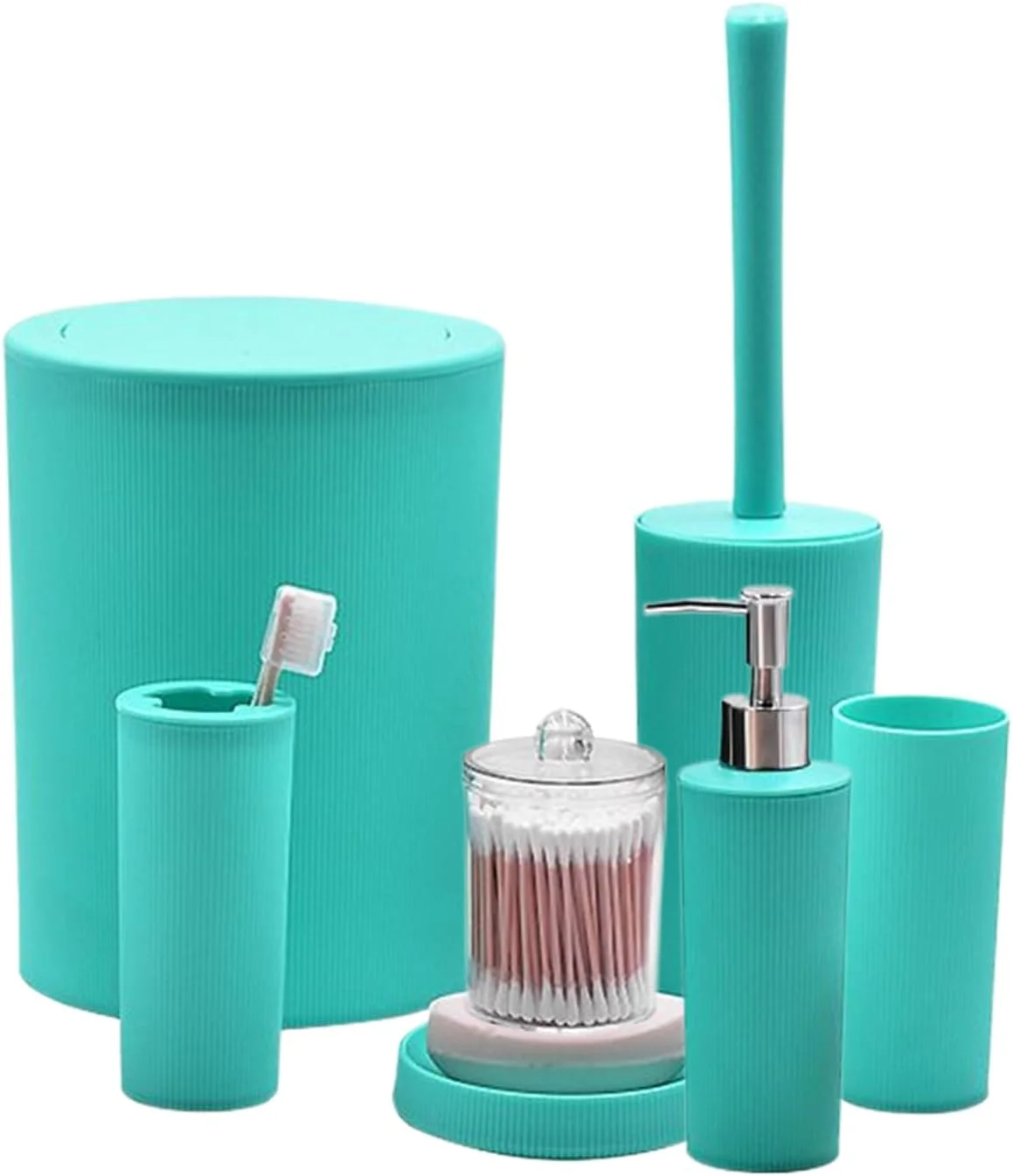 ست لوازم جانبی حمام، جا مایع صابون و سطل زباله، لوازم جانبی دوش صرفه جویی در فضا برای پیشخوان خانگی، هتل، منزل، مسافرت، سرویس بهداشتی