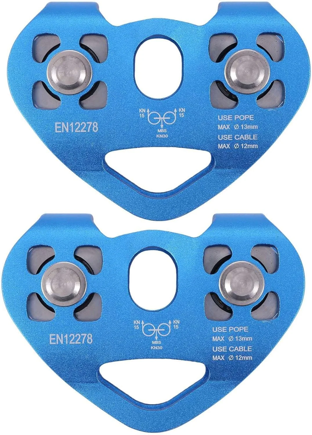 دو عدد قرقره دوگانه صعود مدل قلبی شکل، طناب فولادی 13 میلی متری، دستگاه صعود، ترولی زیپ لاین سرعت بالا 24KN