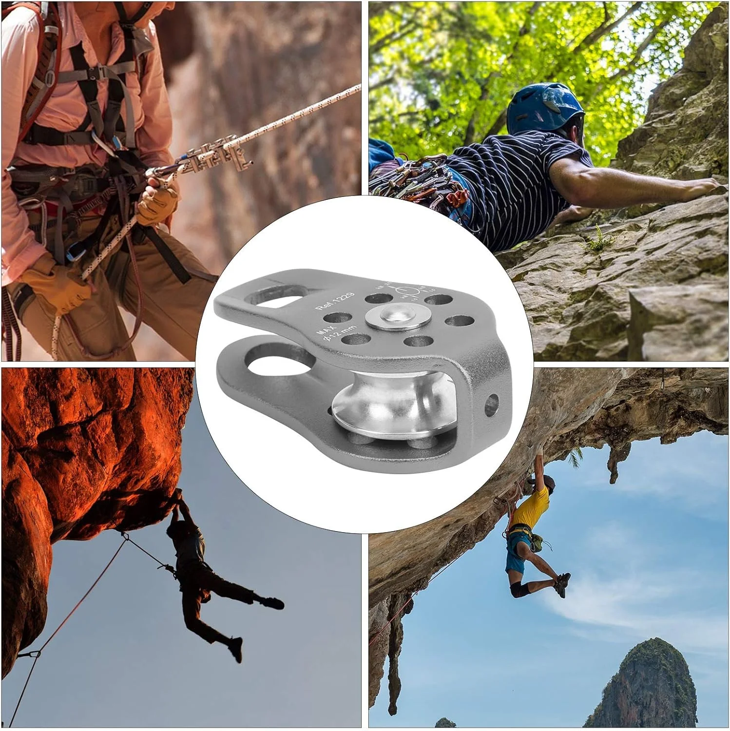 HOKVJ لوازم جانبی آویز، قرقره های طنابی کوچک قرقره ثابت تکی، آلومینیوم هوانوردی با کیفیت برای آویزان کردن صعود برای مرد و زن (رنگ: خاکستری)