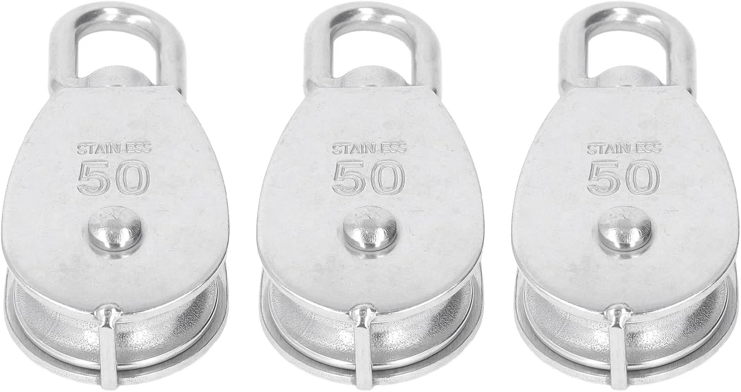 مجموعه قرقره تکی 3 عددی با ظرفیت بار 400 کیلوگرم، قرقره استیل ضد زنگ U شکل با چرخش 360 درجه برای بلند کردن قایق، آویزان کردن دوچرخه ورزشی، تجهیزات کمپینگ