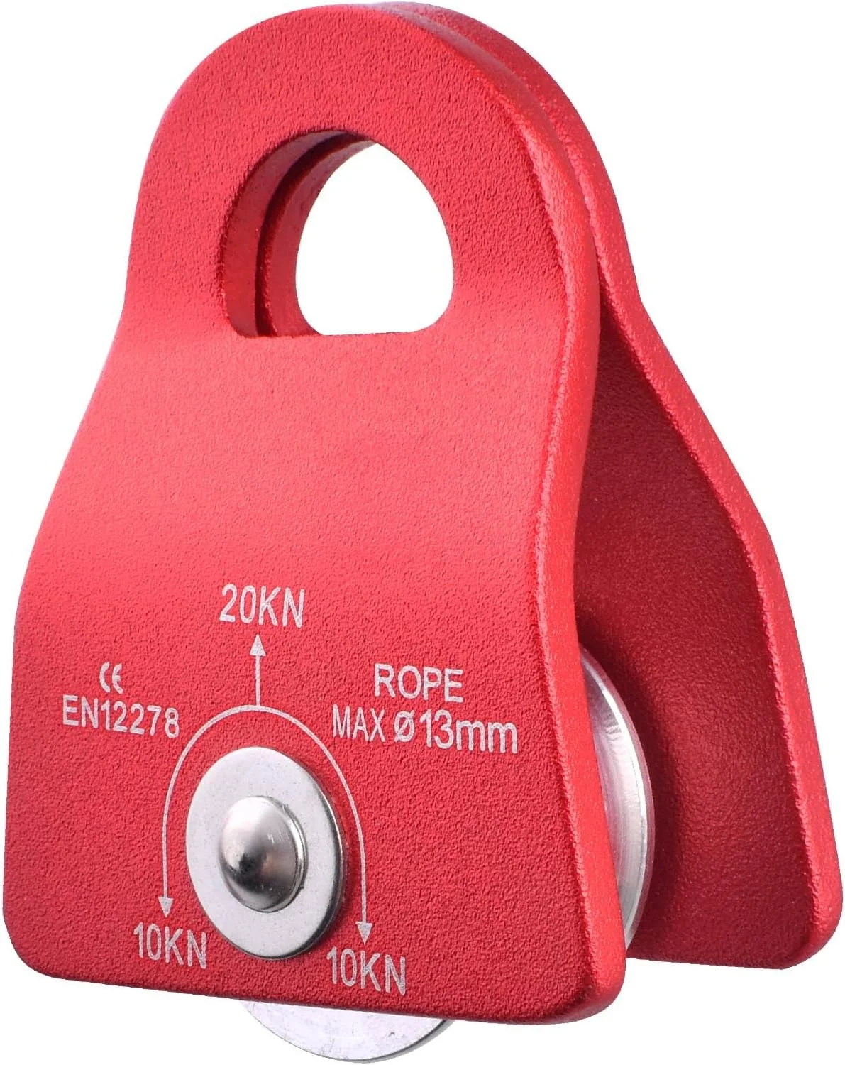 قرقره صعود JEELAD با ظرفیت 20kN، ساخته شده از آلیاژ آلومینیوم، مناسب برای نجات، حمل و نقل، زیپ لاین و تجهیزات صعود (قرمز - 20KN)