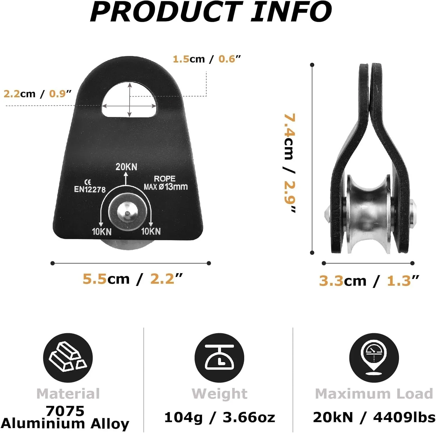 قرقره صعود JEELAD با ظرفیت 20kN، ساخته شده از آلیاژ آلومینیوم، مناسب برای نجات، حمل و نقل، زیپ لاین و تجهیزات صعود (قرمز - 20KN)