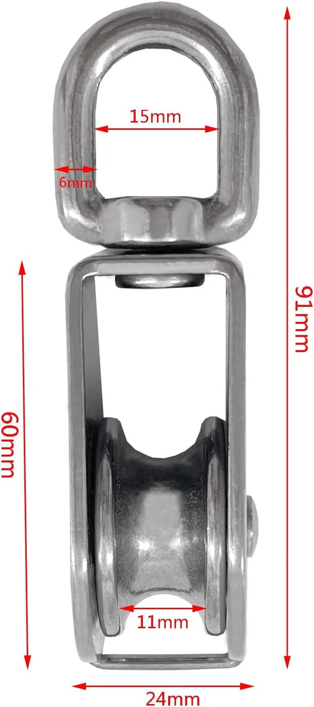 2 عدد قرقره تکی M32، قرقره استیل ضد زنگ Creatiee، جرثقیل غلتکی، چرخ قلاب گردان، قرقره ثابت