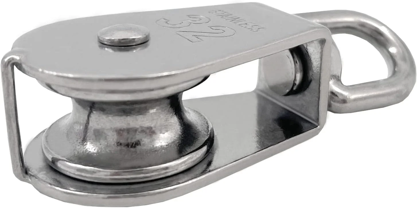 2 عدد قرقره تکی M32، قرقره استیل ضد زنگ Creatiee، جرثقیل غلتکی، چرخ قلاب گردان، قرقره ثابت