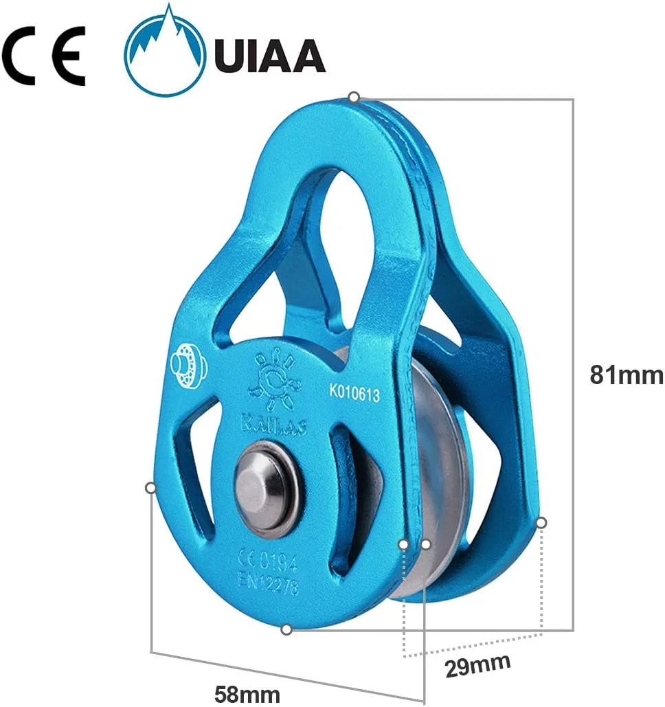قرقره نجات صعود موبایل KAILAS دارای گواهینامه CE UIAA قرقره تک/دوبل طناب 28kN آلومینیومی فولادی کوچک، سبک و مقاوم