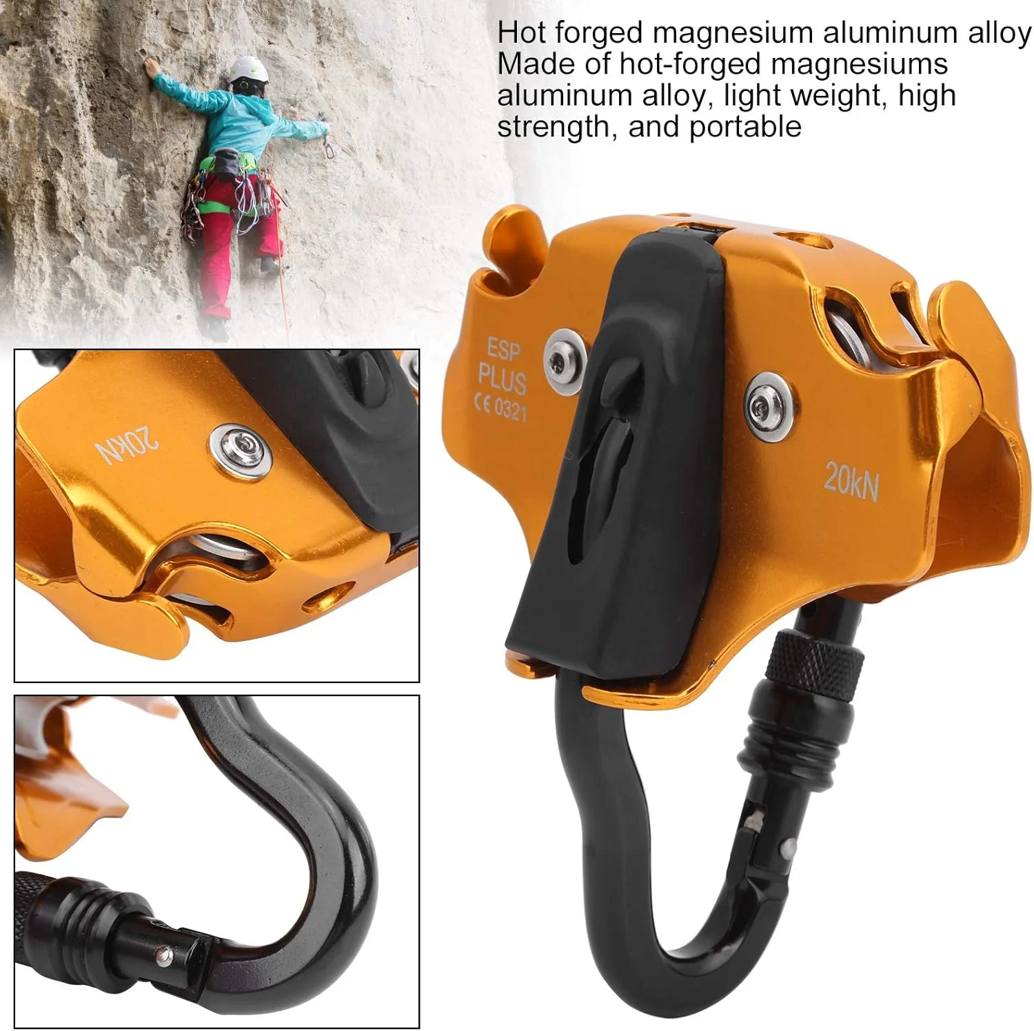 سیستم قرقره دوبل Junlucki، قرقره طناب کشی، ابزار کشش با استحکام بالا برای مهندسی صخره نوردی و کوهنوردی