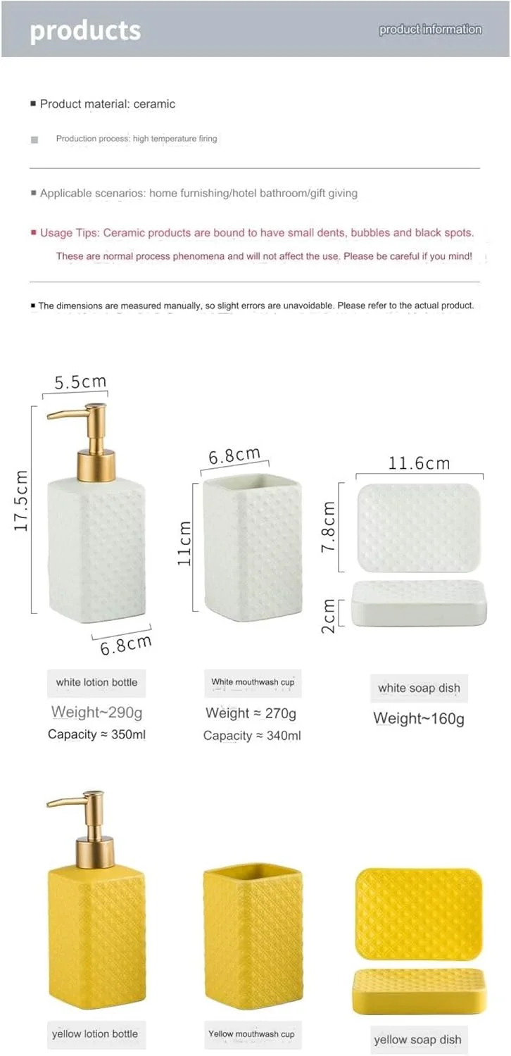 ست لوازم جانبی حمام سرامیکی مشکی مات 4 تکه طرح دار شامل جا مایع دستشویی، جا صابونی و لیوان، ایده آل برای استفاده در منزل و هتل، دکوری شیک و کاربردی (مشکی)