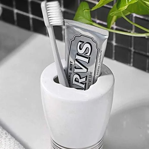 ست لوازم جانبی حمام، ست پنج تکه سرامیکی ساده و خلاقانه، جای مایع دستشویی، جا مسواکی، مناسب منزل و هتل