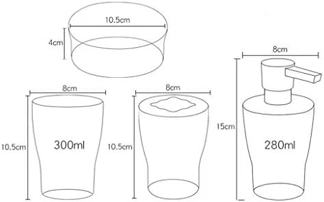 ست لوازم جانبی حمام، ست پنج تکه سرامیکی ساده و خلاقانه، جای مایع دستشویی، جا مسواکی، مناسب منزل و هتل