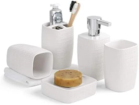 ست لوازم جانبی حمام، ست لوازم جانبی حمام سرامیکی مات ساده و خلاقانه پنج تکه، مناسب منزل و هتل