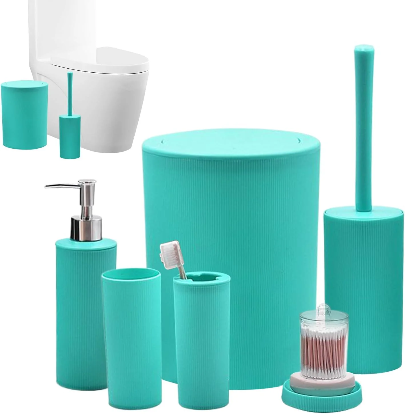 ست لوازم جانبی سرویس بهداشتی، برس توالت، جای صابون، سطل زباله، لوازم جانبی دوش صرفه جویی در فضا برای پیشخوان خانگی، هتل، مسافرت داخلی، توالت ست لوازم جانبی سرویس بهداشتی، برس توالت، جای صابون، سطل زباله، لوازم جانبی دوش صرفه جویی در فضا برای پیشخوان خانگی، هتل، مسافرت داخلی، توالت