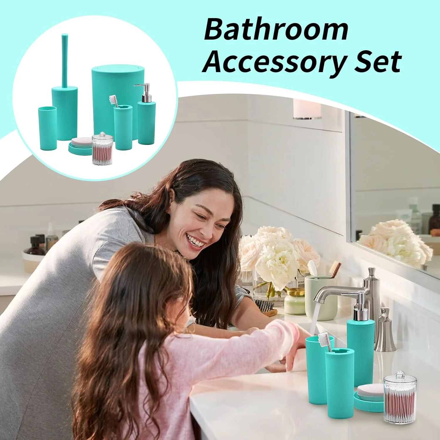 ست لوازم جانبی سرویس بهداشتی، برس توالت، جای صابون، سطل زباله، لوازم جانبی دوش صرفه جویی در فضا برای پیشخوان خانگی، هتل، مسافرت داخلی، توالت ست لوازم جانبی سرویس بهداشتی، برس توالت، جای صابون، سطل زباله، لوازم جانبی دوش صرفه جویی در فضا برای پیشخوان خانگی، هتل، مسافرت داخلی، توالت