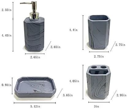 ست لوازم جانبی مشکی حمام، ست 4 تکه مرمر مدرن کامل حمام، جای صابون، پخش کننده لوسیون، لیوان، جا مسواکی ZDMN1 ست لوازم جانبی مشکی حمام، ست 4 تکه مرمر مدرن کامل حمام، جای صابون، پخش کننده لوسیون، لیوان، جا مسواکی ZDMN1