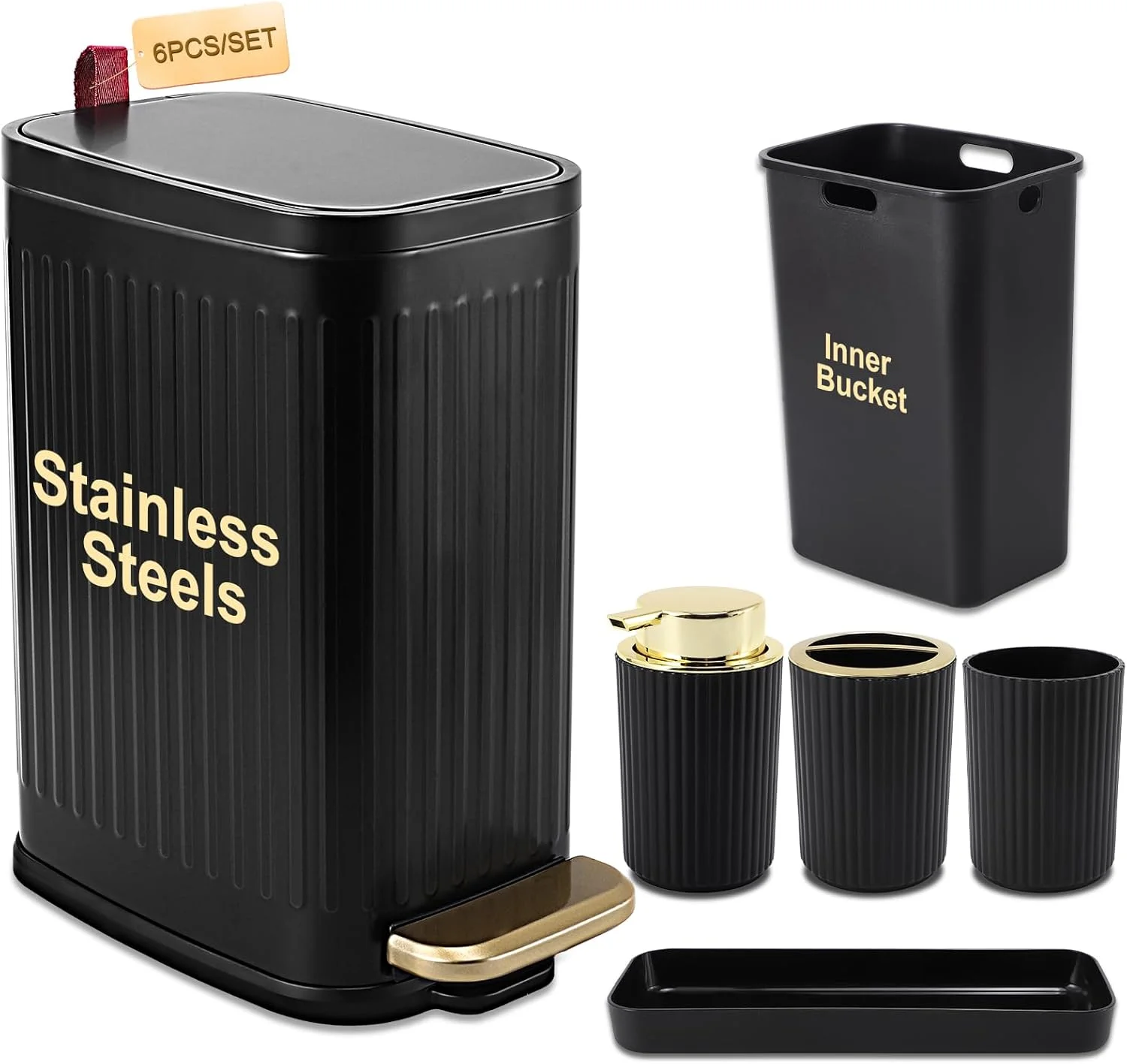 ست لوازم جانبی حمام، ست های حمام با سطل زباله استیل ضد زنگ ست لوازم جانبی حمام، ست های حمام با سطل زباله استیل ضد زنگ