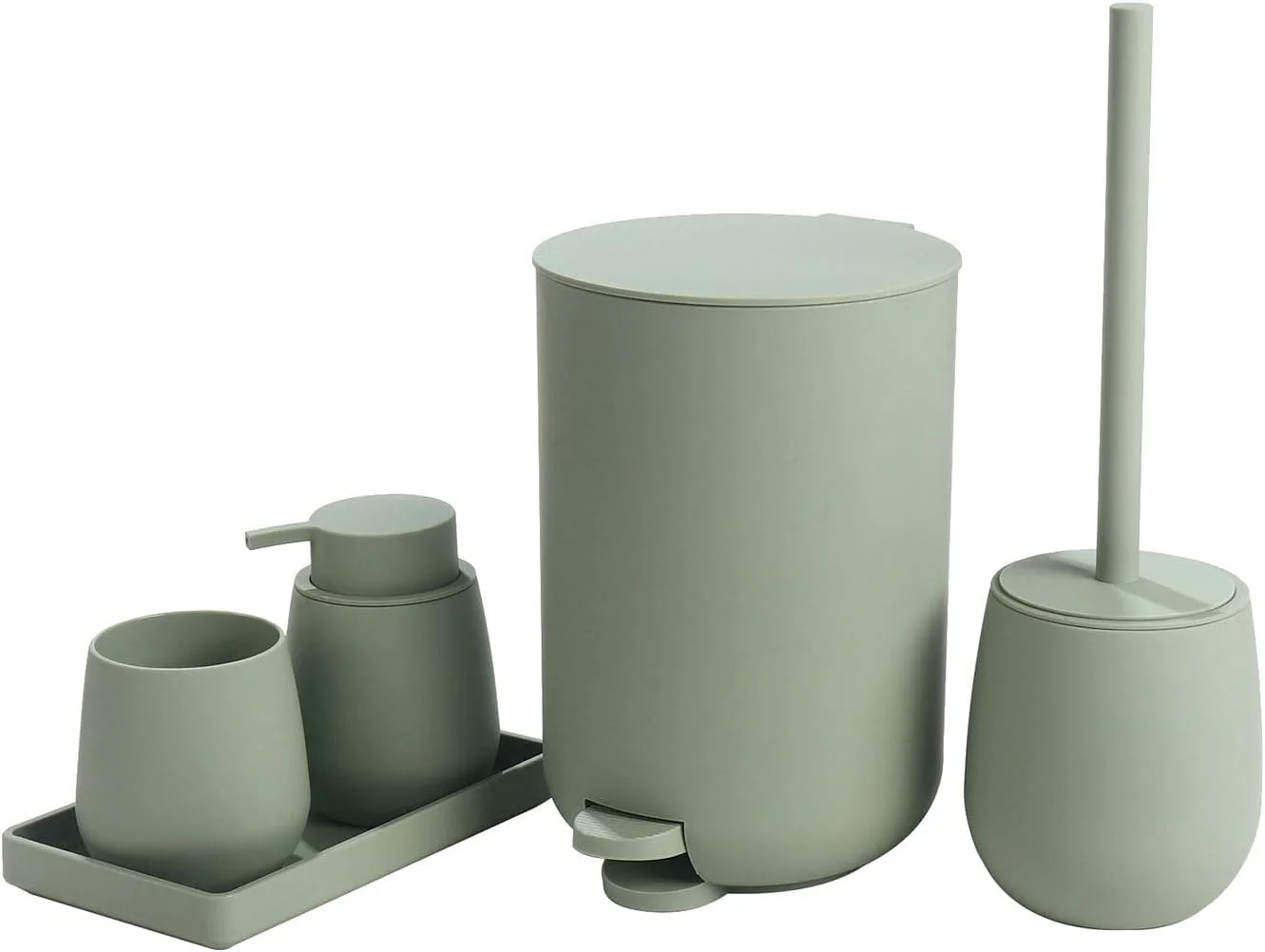 ست لوازم جانبی حمام 5 تکه شامل جا مسواکی، لیوان و جا مایع دستشویی به همراه جا صابونی برای دکوراسیون منزل، سبز ست لوازم جانبی حمام 5 تکه شامل جا مسواکی، لیوان و جا مایع دستشویی به همراه جا صابونی برای دکوراسیون منزل، سبز