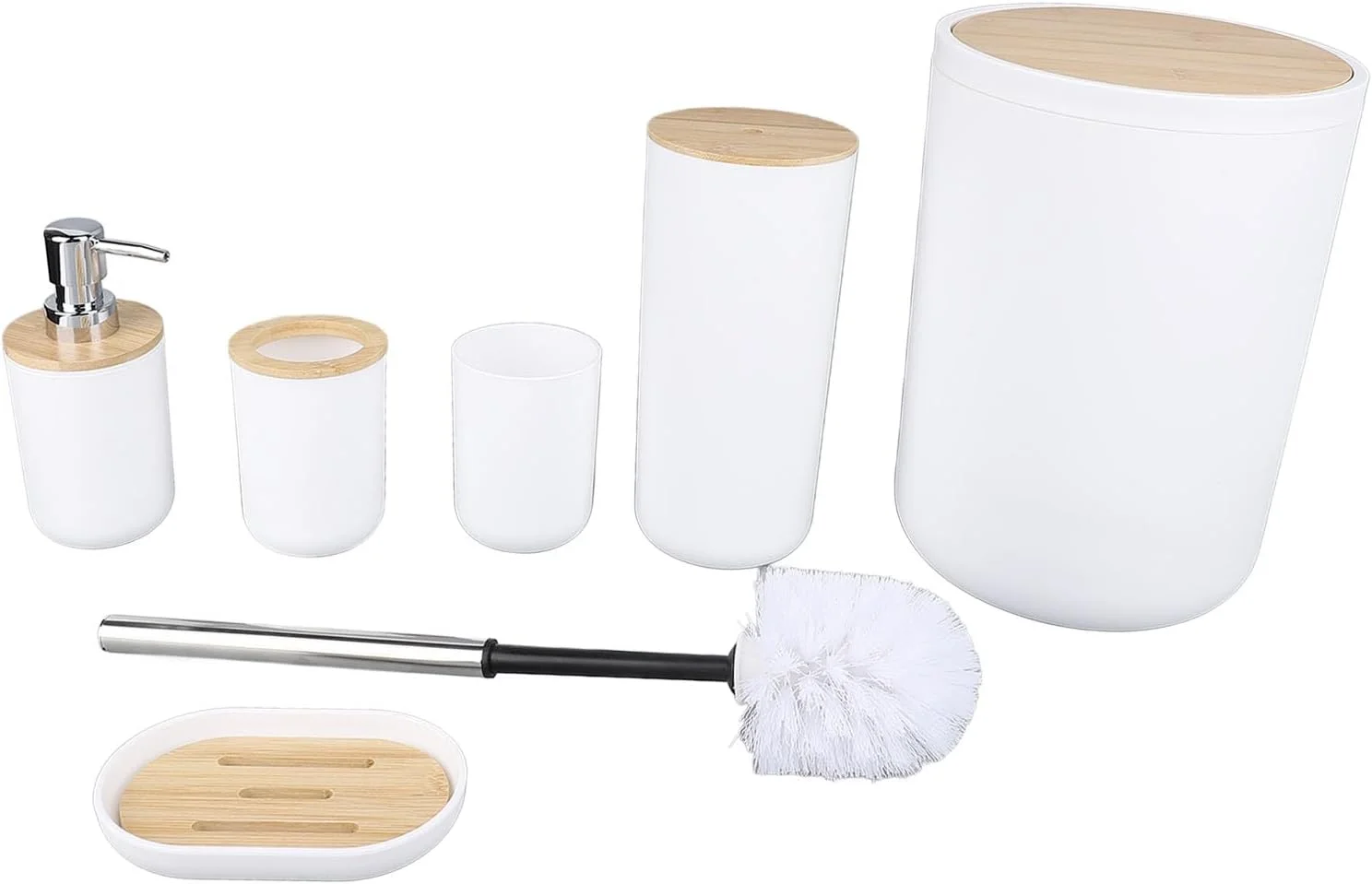ست لوازم جانبی حمام 6 تکه، جا صابونی، جا مسواکی، جا برس توالت با طراحی کاربردی برای نگهداری و سازماندهی اتاق شستشو منزل ست لوازم جانبی حمام 6 تکه، جا صابونی، جا مسواکی، جا برس توالت با طراحی کاربردی برای نگهداری و سازماندهی اتاق شستشو منزل