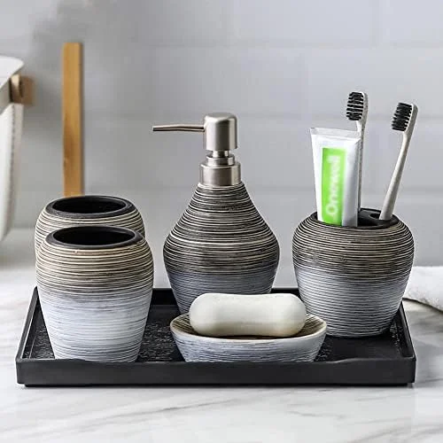 ست لوازم بهداشتی حمام، ست اکسسوری حمام، اکسسوری حمام، ست دکور حمام، ست جای مایع دستشویی حمام، ست اکسسوری حمام، جنس سرامیکی مناسب برای خانه، هتل