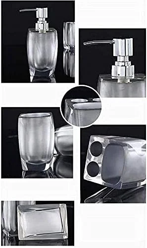 ست لوازم جانبی حمام 5 تکه رزینی شامل جای مایع صابون/جا مسواکی/لیوان/جای صابون ست لوازم جانبی حمام 5 تکه رزینی شامل جای مایع صابون/جا مسواکی/لیوان/جای صابون