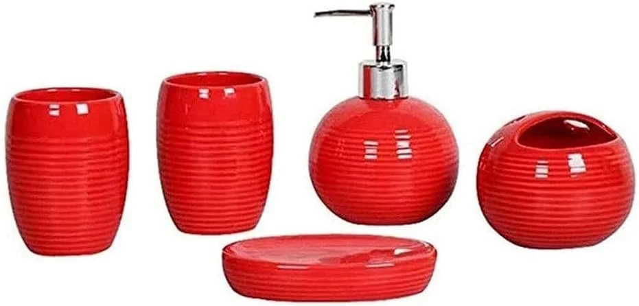 ست لوازم جانبی حمام، ست سرامیکی ساده به سبک اروپایی، لوازم حمام، ست شستشو 5 تکه ست لوازم جانبی حمام، ست سرامیکی ساده به سبک اروپایی، لوازم حمام، ست شستشو 5 تکه