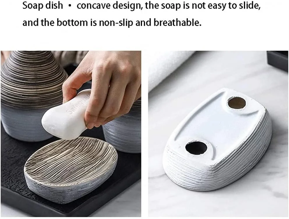 ست لوازم بهداشتی حمام، ست لوازم جانبی حمام، ست حمام 5 یا 6 تکه سرامیکی شامل جا مایع لوسیون، جا صابونی، جا مسواکی، لیوان مسواک، سینی - ست 5 تکه