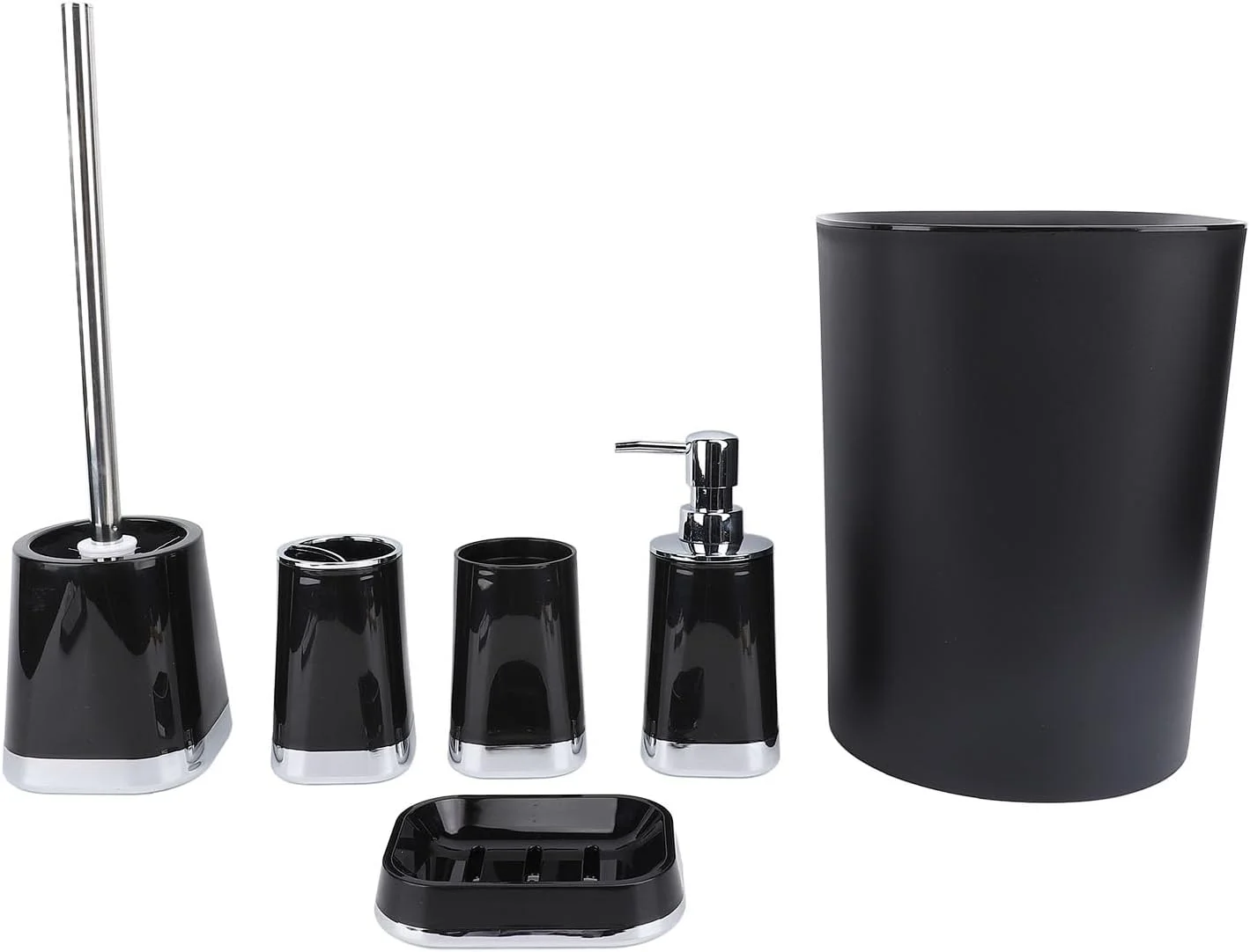 ست لوازم جانبی حمام PP شامل سطل زباله کاربردی، لیوان دهانشویه، برس توالت و جا مایع دستشویی مناسب برای منزل