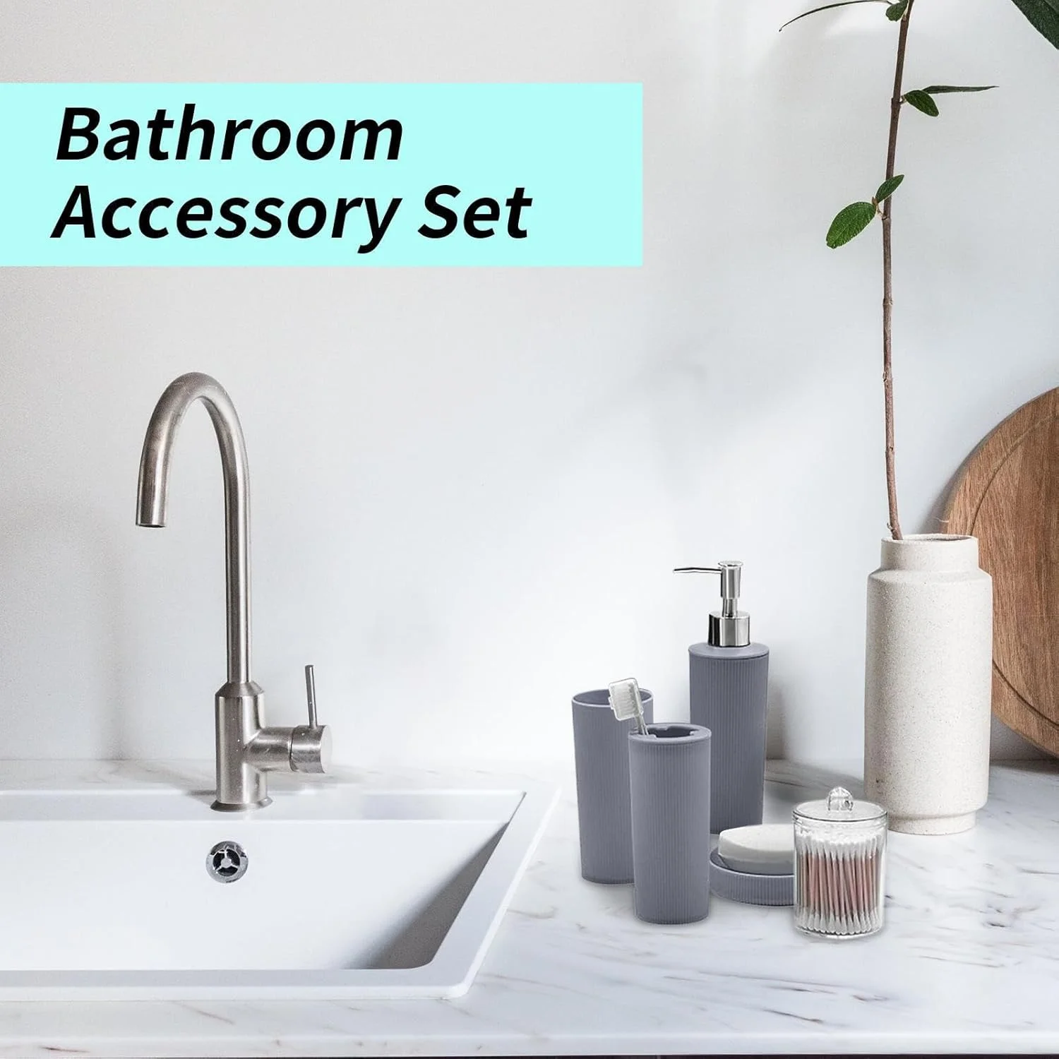ست لوازم جانبی حمام - برس توالت، جا صابونی، سطل زباله | لوازم حمام، لوازم خانگی، لوازم جانبی دوش برای استفاده در داخل و خارج از منزل، مسافرت، هتل، سرویس بهداشتی