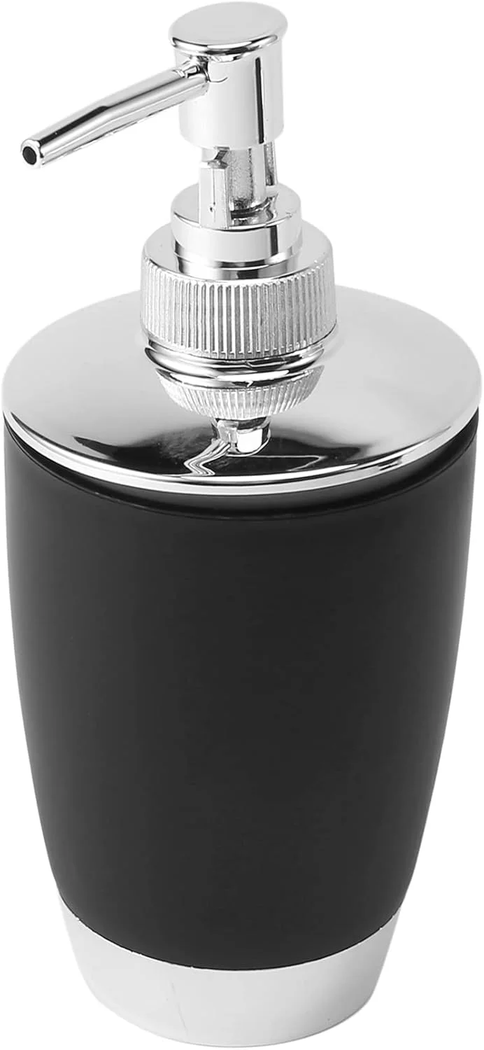 ست لوازم حمام 4 تکه شامل جای صابون، لیوان، جا مسواکی و مایع دستشویی - مشکی