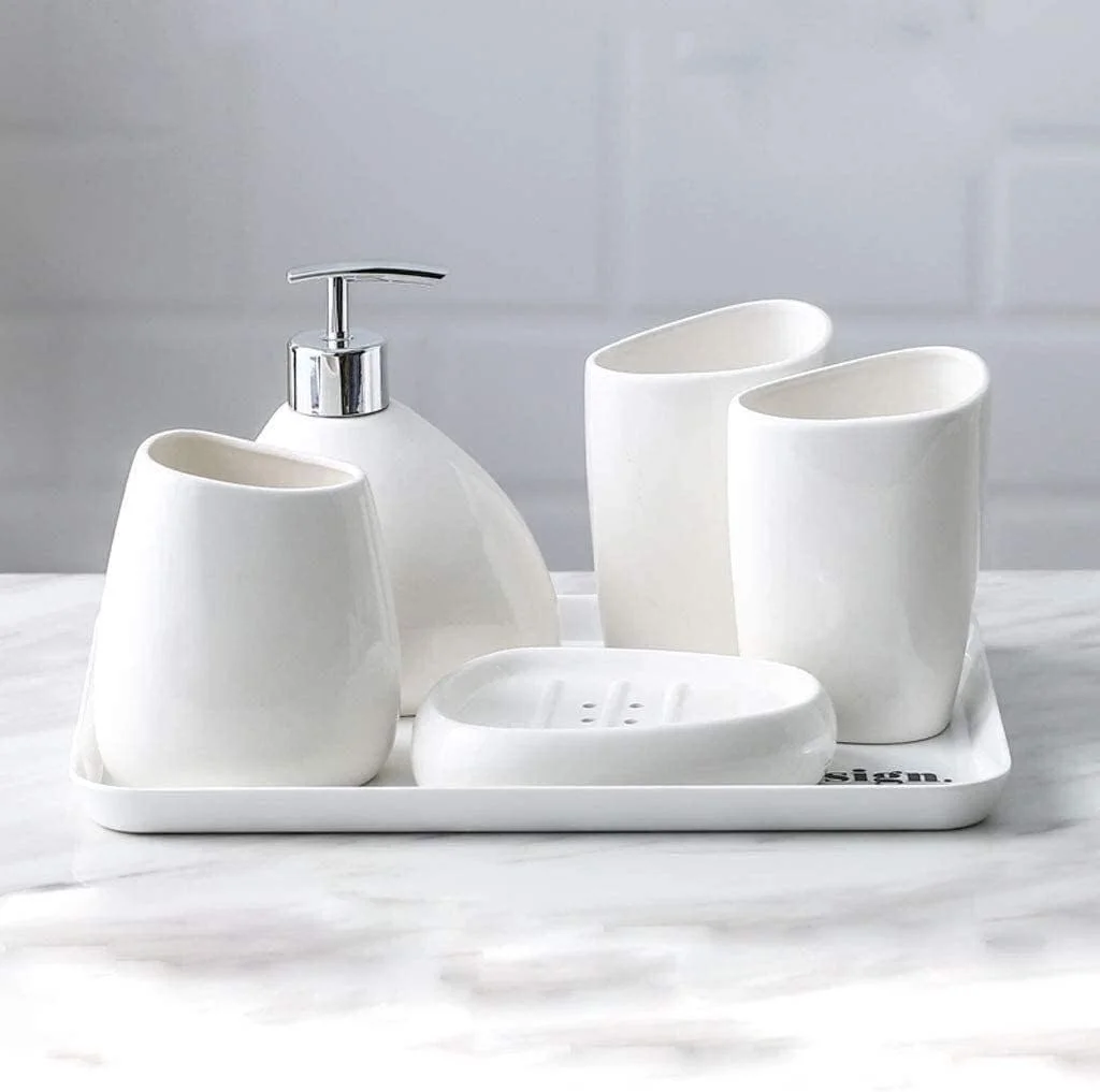 ست پنج تکه لوازم حمام، ست چهار تکه سرامیکی ساده، ست لوازم حمام، ست لیوان شستشو