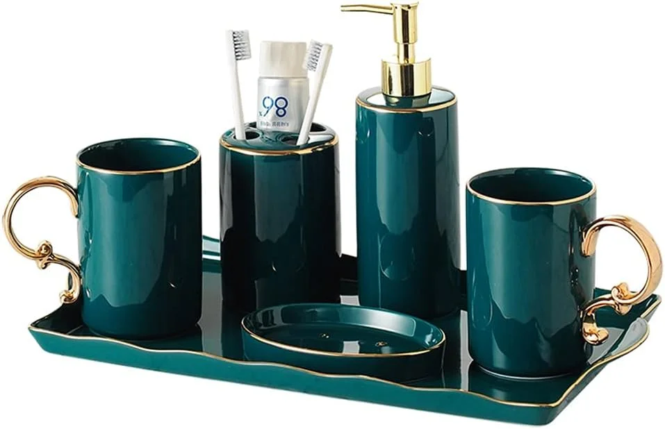 ست لوازم بهداشتی پنج تکه سرامیکی حمام، لوازم حمام، کیت خلاقانه