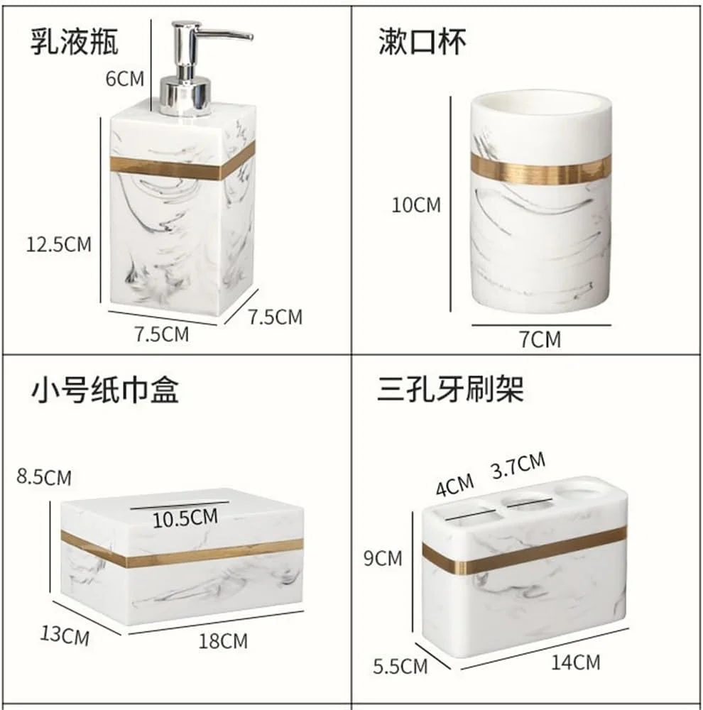 ست لوازم بهداشتی پنج تکه حمام هتل، سینی آروماتراپی سینک حمام، دکوراسیون اتاق مدل