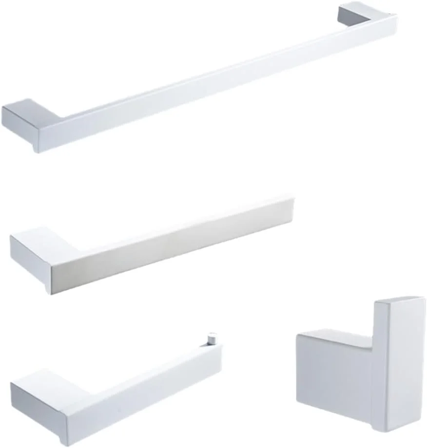 ست لوازم جانبی حمام شامل جا حوله ای، میله حوله، جا دستمال کاغذی، جا مسواکی، ست 4 تکه لوازم حمام