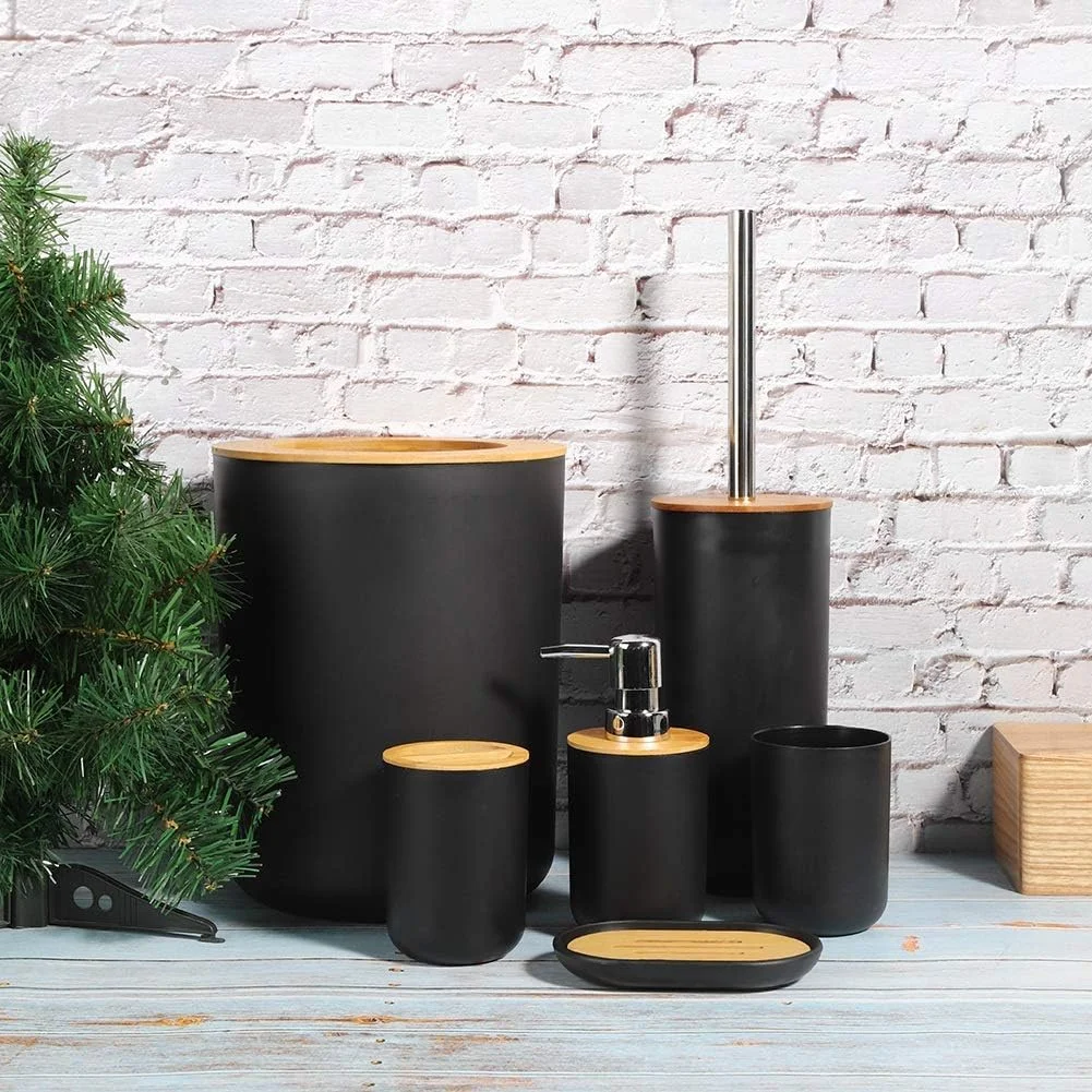 ست لوازم حمام، ست 6 تکه شامل جای صابون، جا مسواکی، لیوان شستشو، بطری لوسیون مناسب برای دستشویی و حمام