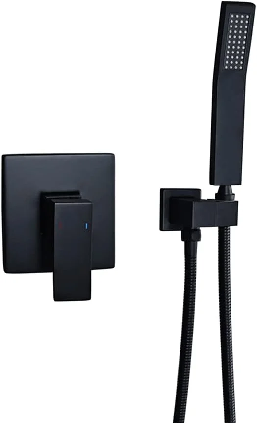 Black Brass Bathroom Shower Faucet Bath Faucet Mixer Tap With Hand ShowerHead Set Wall Mounted Black Shower Set Bathroom (Size : Shower Set with Box) ()