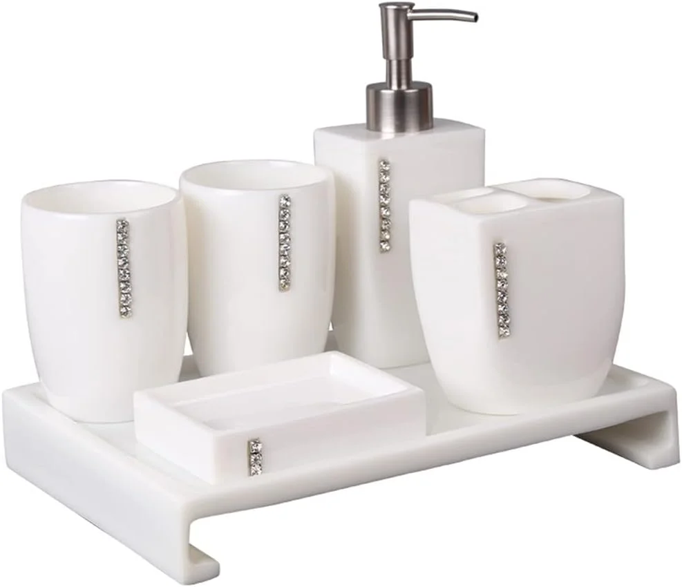 White bathroom six-piece set bathroom supplies kit brushing cup wash set couple mouthwash cup White bathroom six-piece set bathroom supplies kit brushing cup wash set couple mouthwash cup