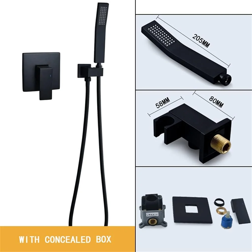 Black Brass Bathroom Shower Faucet Bath Faucet Mixer Tap With Hand ShowerHead Set Wall Mounted Black Shower Set Bathroom (Size : Shower Set with Box) () Black Brass Bathroom Shower Faucet Bath Faucet Mixer Tap With Hand ShowerHead Set Wall Mounted Black Shower Set Bathroom (Size : Shower Set with Box) ()