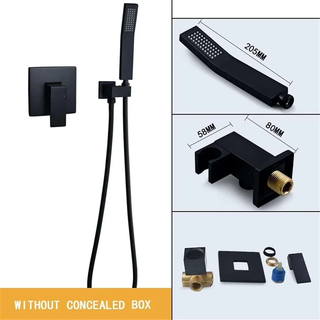 Black Brass Bathroom Shower Faucet Bath Faucet Mixer Tap With Hand ShowerHead Set Wall Mounted Black Shower Set Bathroom (Size : Shower Set with Box) () Black Brass Bathroom Shower Faucet Bath Faucet Mixer Tap With Hand ShowerHead Set Wall Mounted Black Shower Set Bathroom (Size : Shower Set with Box) ()