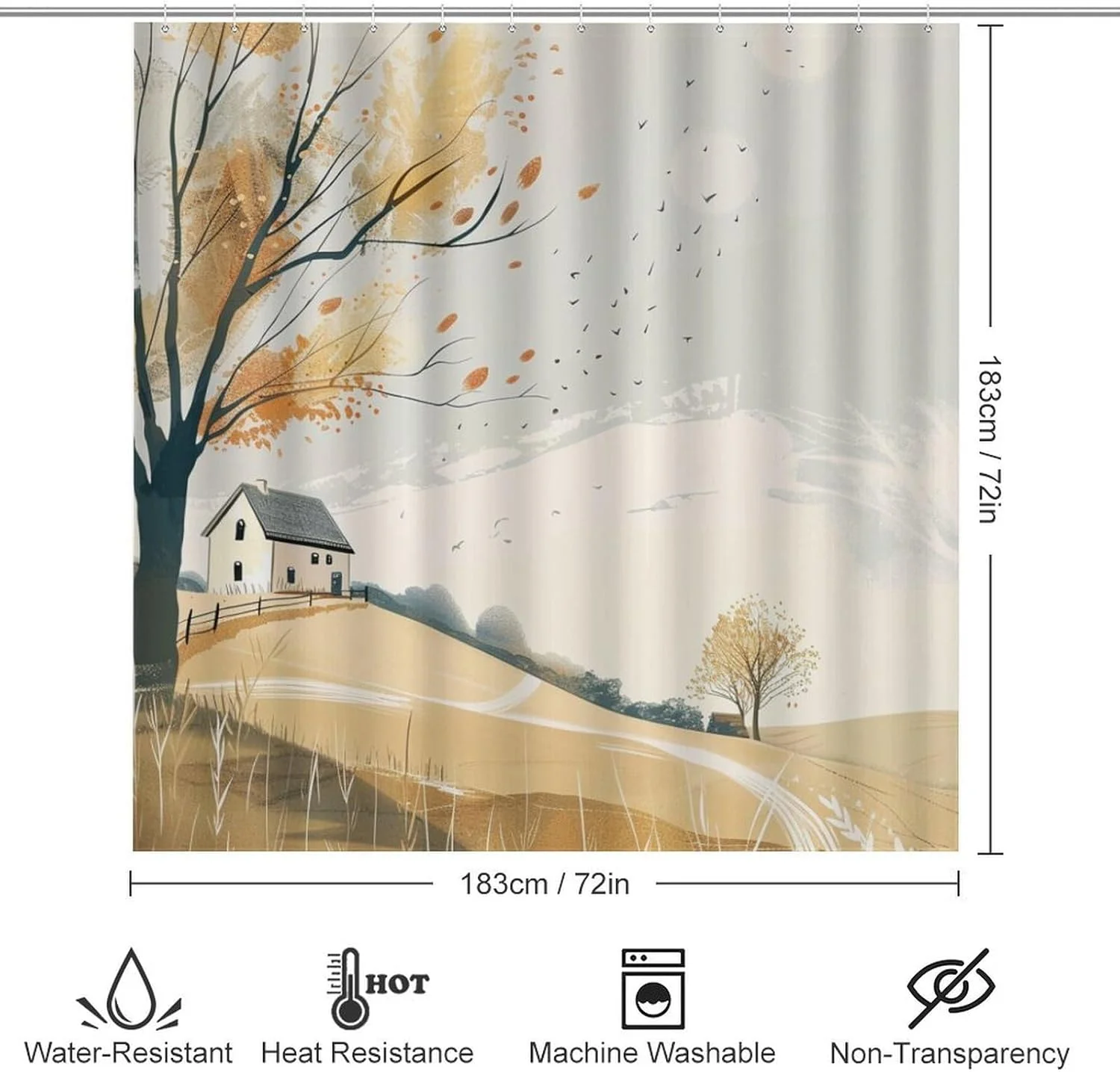 ست پرده حمام 4 تکه، ست های حمام با پرده حمام، فرش و روکش درب توالت - خانه درختی تپه