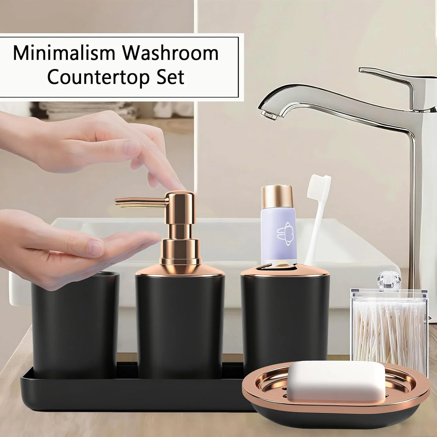 ست لوازم جانبی حمام 9 تکه مشکی BSSN - سطل زباله، ست جا مایع صابون، جا صابونی، برس توالت با نگهدارنده، جا مسواکی، لیوان، سینی، جا پنبه ای، لوازم ضروری روی میز حمام ست لوازم جانبی حمام 9 تکه مشکی BSSN - سطل زباله، ست جا مایع صابون، جا صابونی، برس توالت با نگهدارنده، جا مسواکی، لیوان، سینی، جا پنبه ای، لوازم ضروری روی میز حمام