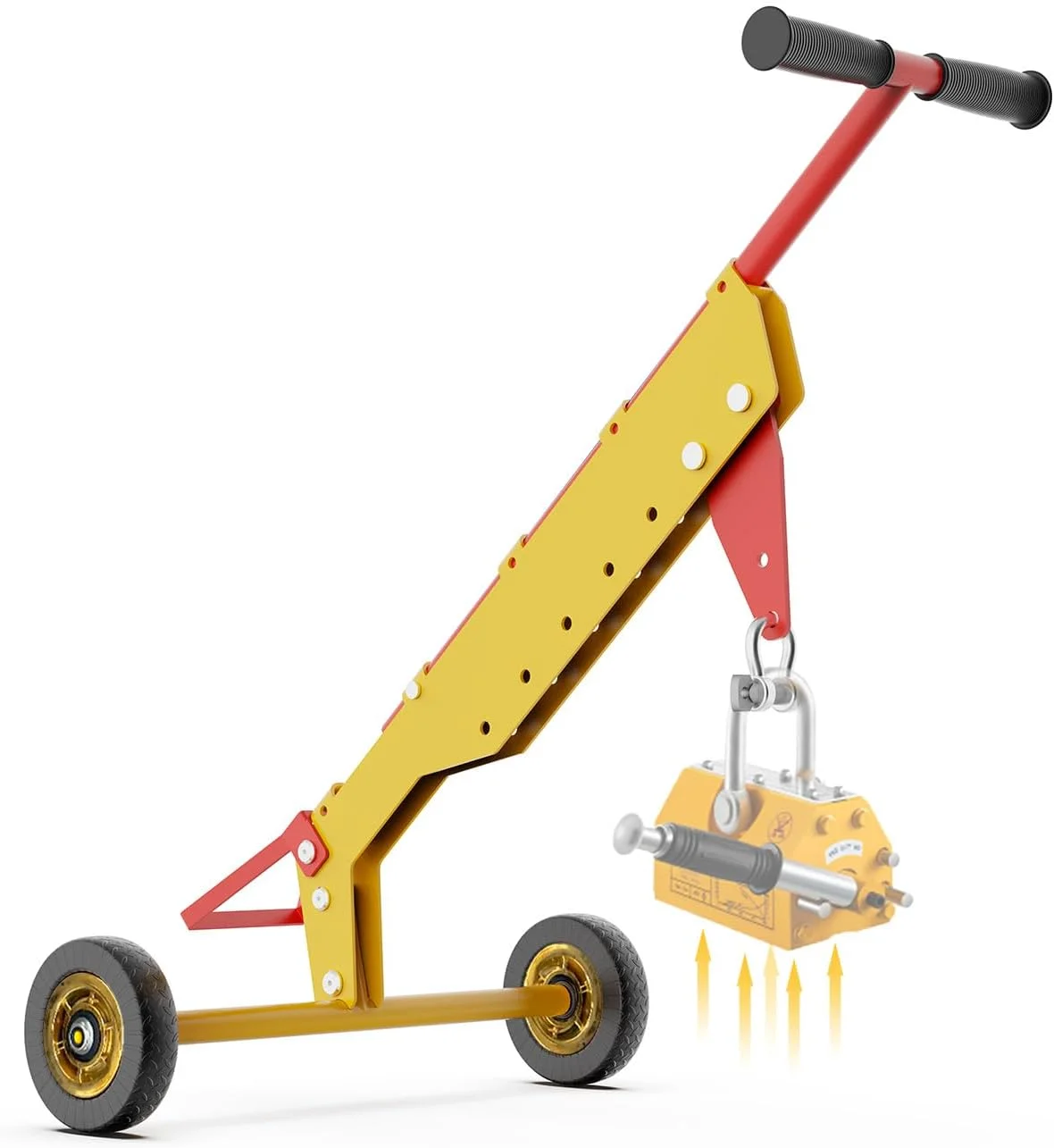 دالی بالابر درب منهول BUYYAH با دسته قابل تنظیم و 2 چرخ لاستیکی، برای بلند کردن آسان درب منهول (مگنت شامل نمی شود)