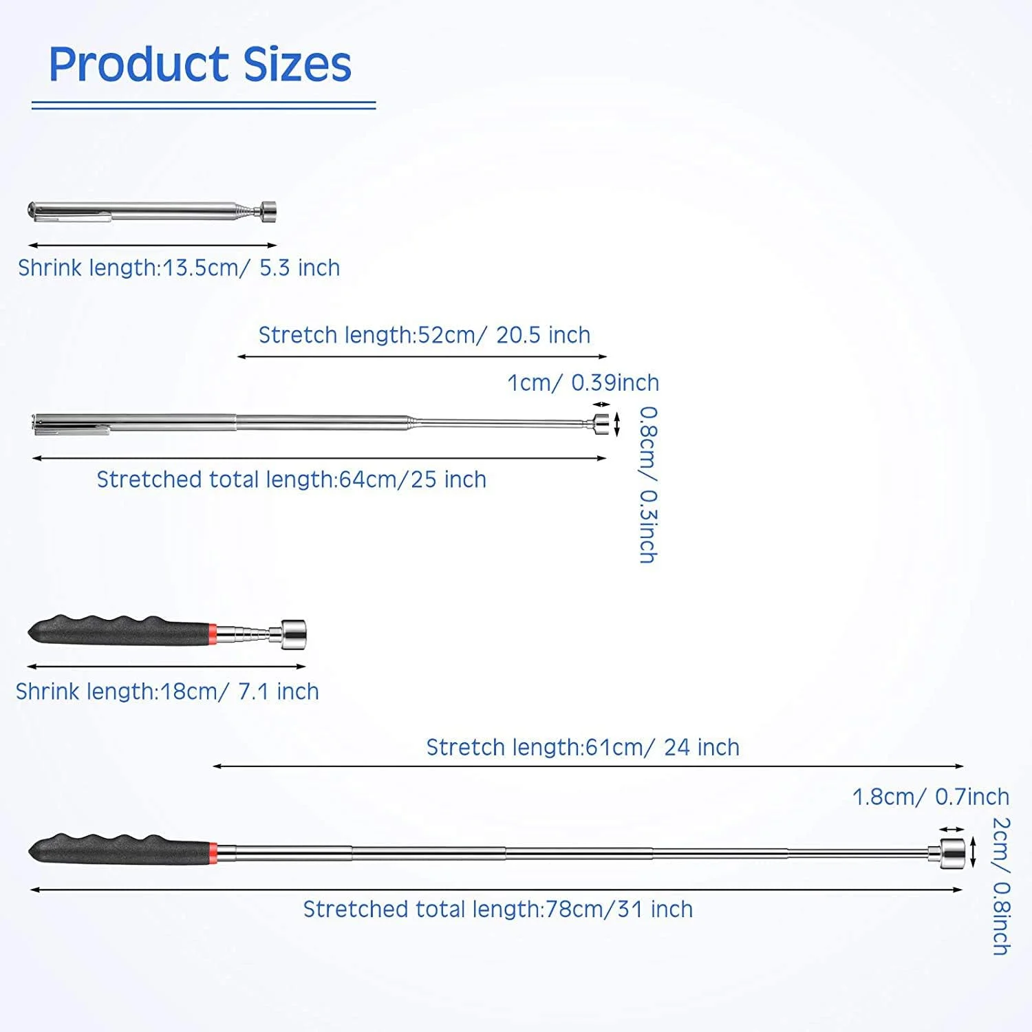 ابزار مغناطیسی تلسکوپی DELFINO، شامل ابزار مغناطیسی 20 پوندی و میله مغناطیسی تلسکوپی 3 پوندی برای مکان های трудно دسترس، مناسب برای تولد، هدیه روز پدر (2 عدد) ابزار مغناطیسی تلسکوپی DELFINO، شامل ابزار مغناطیسی 20 پوندی و میله مغناطیسی تلسکوپی 3 پوندی برای مکان های трудно دسترس، مناسب برای تولد، هدیه روز پدر (2 عدد)