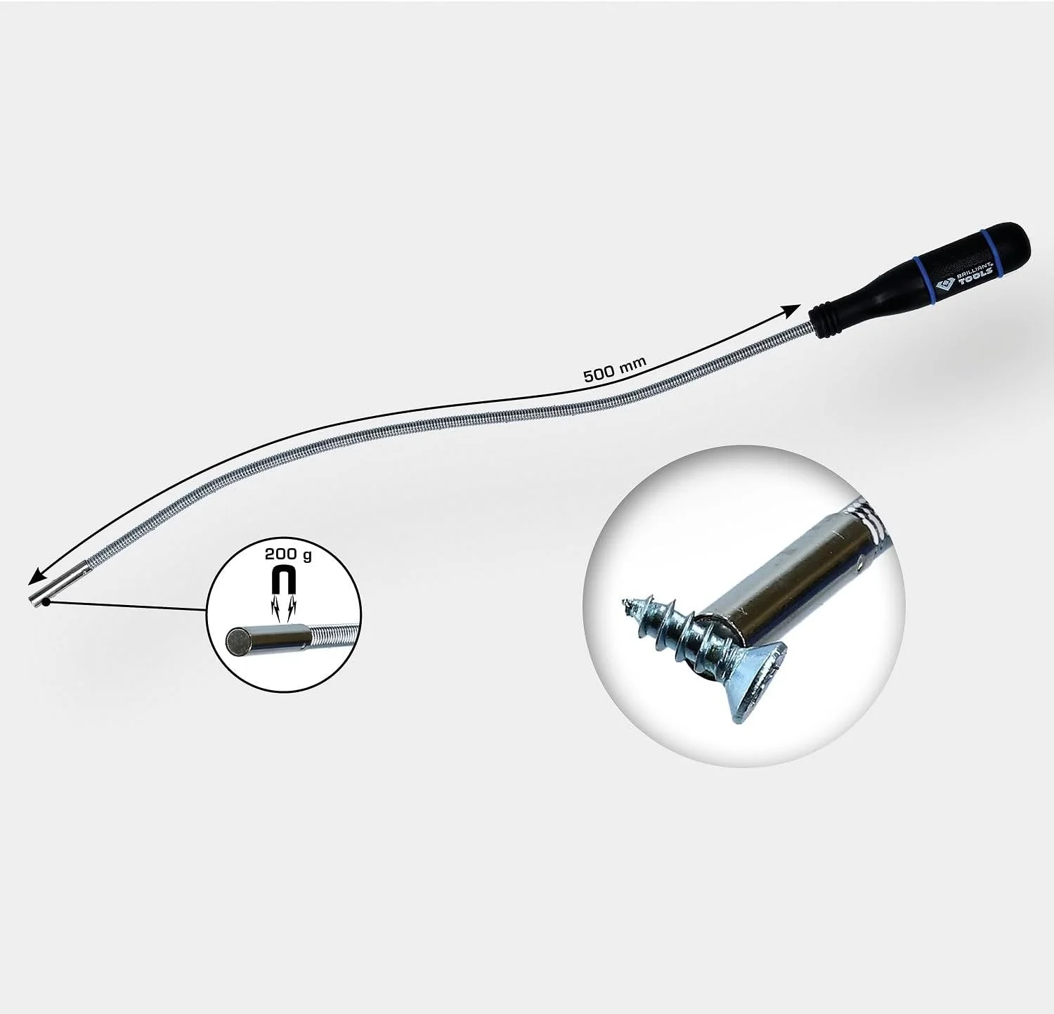 ابزار مغناطیسی BRILLIANT TOOLS، 680 گرم BT115906 بالابر مغناطیسی انعطاف پذیر 680 گرم [تولید شده توسط KS Tools]