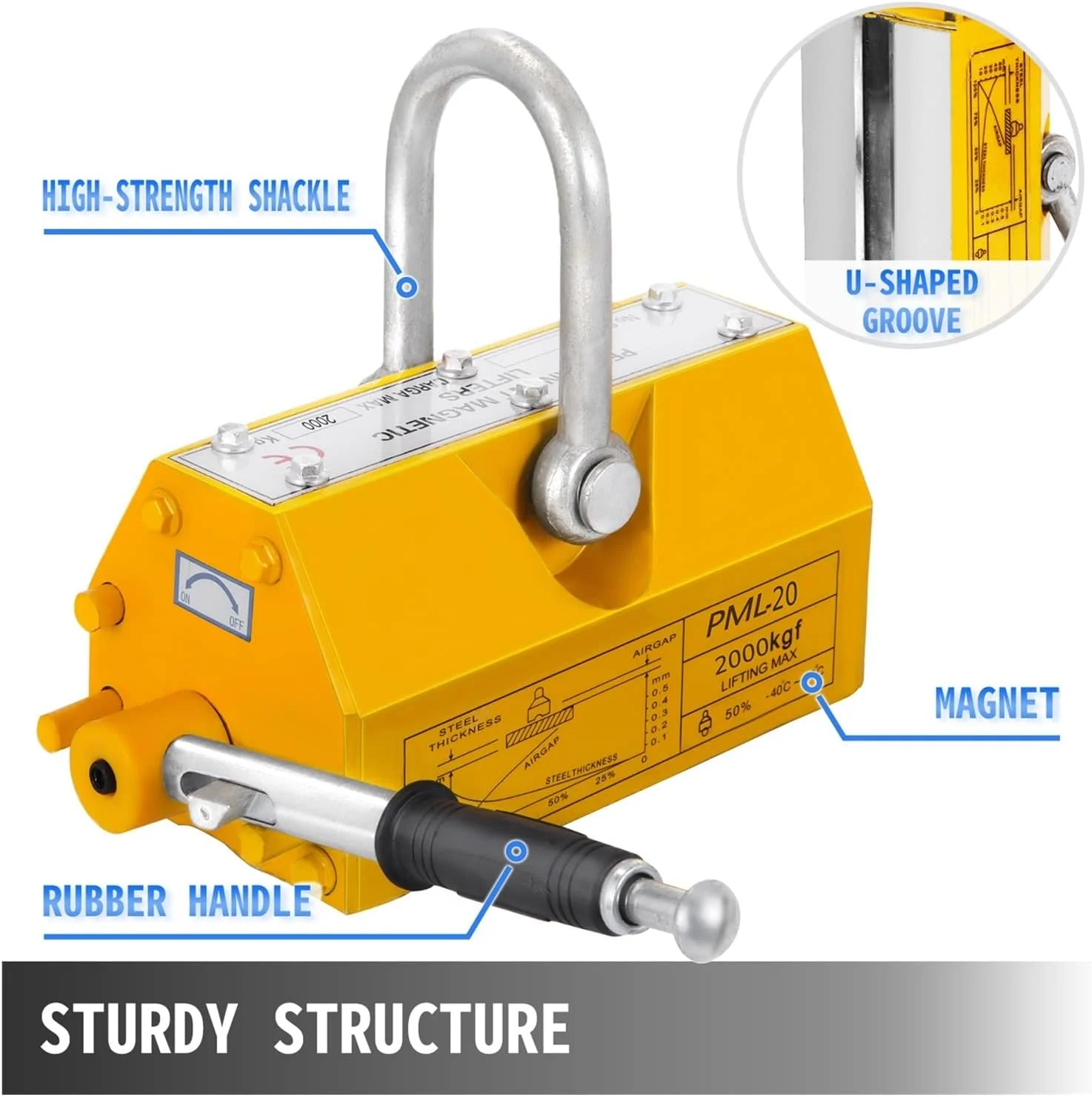 بالابر مغناطیسی دسونیکس 100 کیلوگرم - 400 کیلوگرم فولادی با آهنربای دائمی نئودیمیوم، جرثقیل بالابر ورق فلزی، بلوک آهنربایی، بالابر 3 در 1