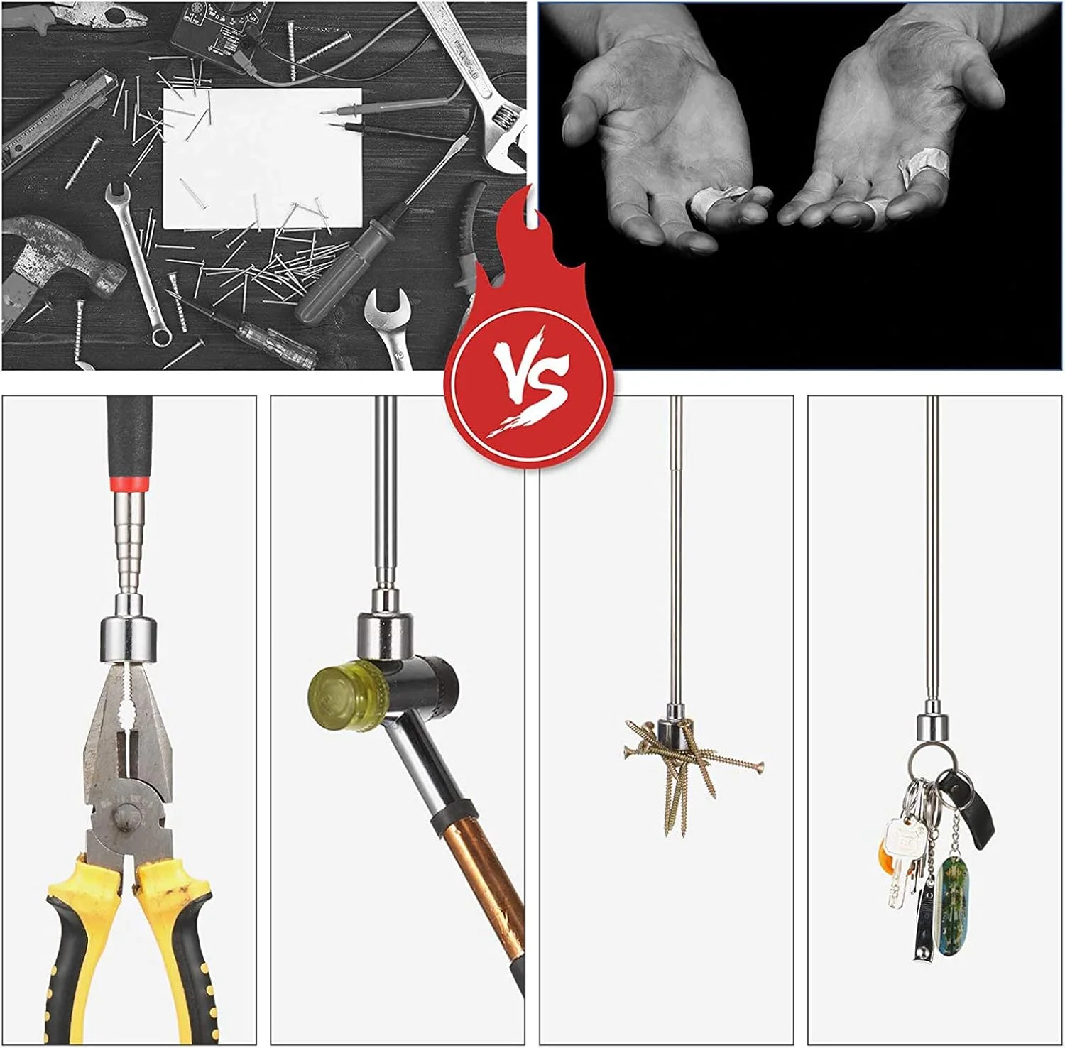 ابزار مغناطیسی تلسکوپی DELFINO، شامل ابزار مغناطیسی 20 پوندی و میله مغناطیسی تلسکوپی 3 پوندی برای مکان های трудно دسترس، مناسب برای تولد، هدیه روز پدر (2 عدد) ابزار مغناطیسی تلسکوپی DELFINO، شامل ابزار مغناطیسی 20 پوندی و میله مغناطیسی تلسکوپی 3 پوندی برای مکان های трудно دسترس، مناسب برای تولد، هدیه روز پدر (2 عدد)