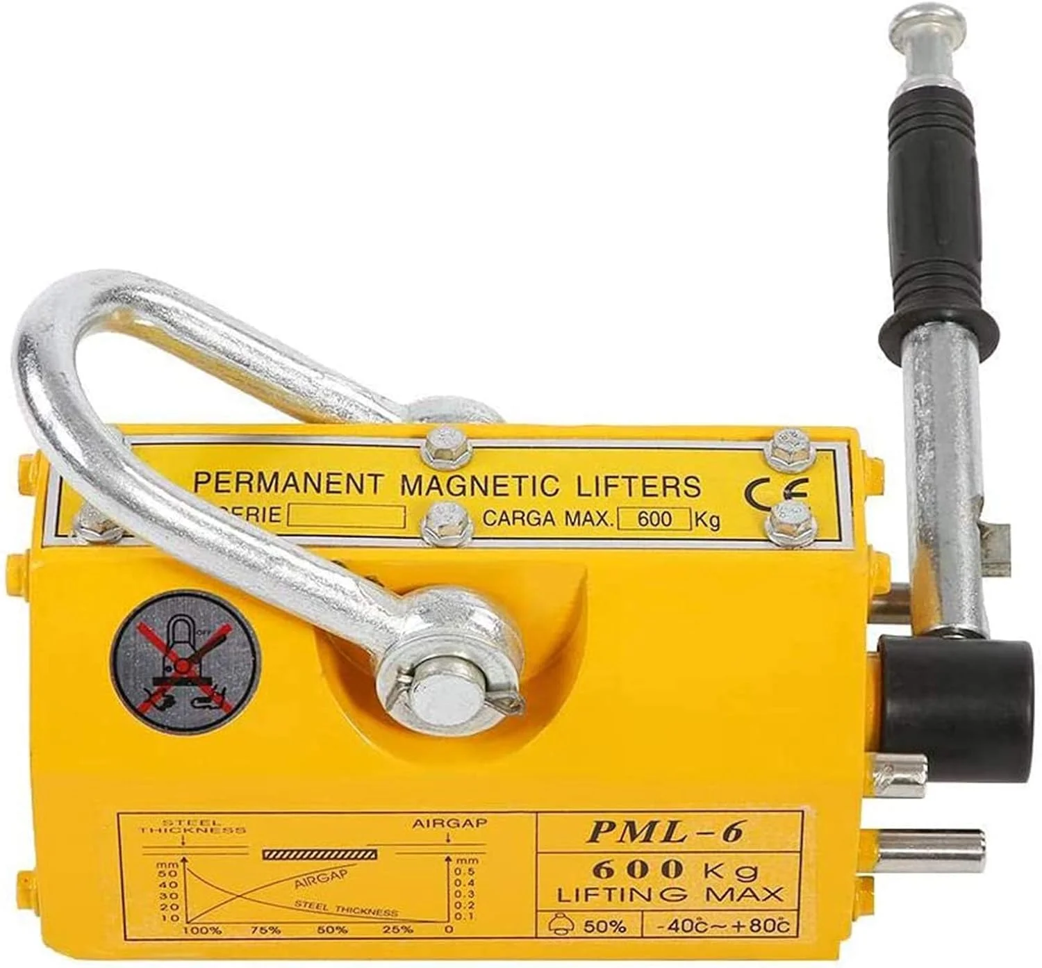 آهنربای بالابر جرثقیل 600 کیلوگرمی قوی و سنگین، بالابر مغناطیسی دائمی صنعتی، بالابر مواد فلزی مغناطیسی فولادی