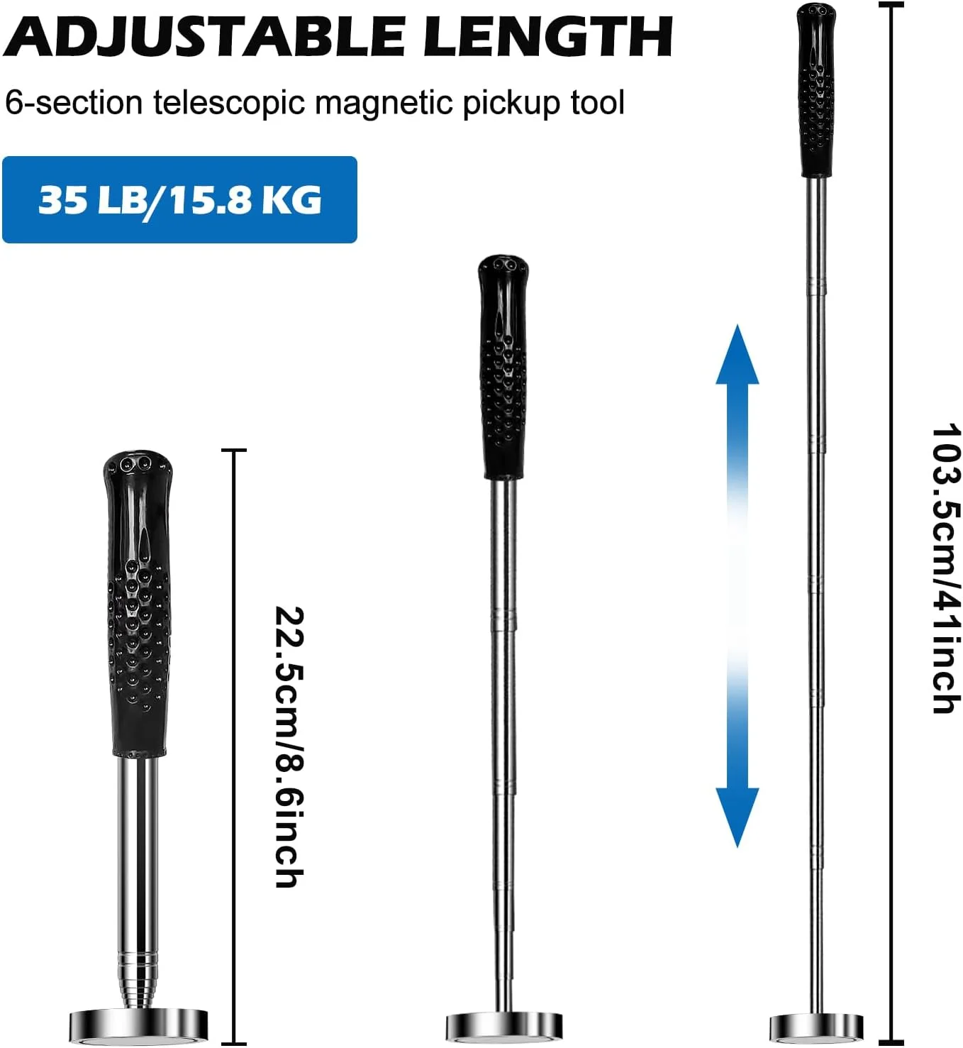 ابزار مغناطیسی تلسکوپی Nizirioo، ابزار جمع آوری مغناطیسی تلسکوپی، میله مغناطیسی تلسکوپی برای کلید، سکه، پیچ و قطعات فلزی