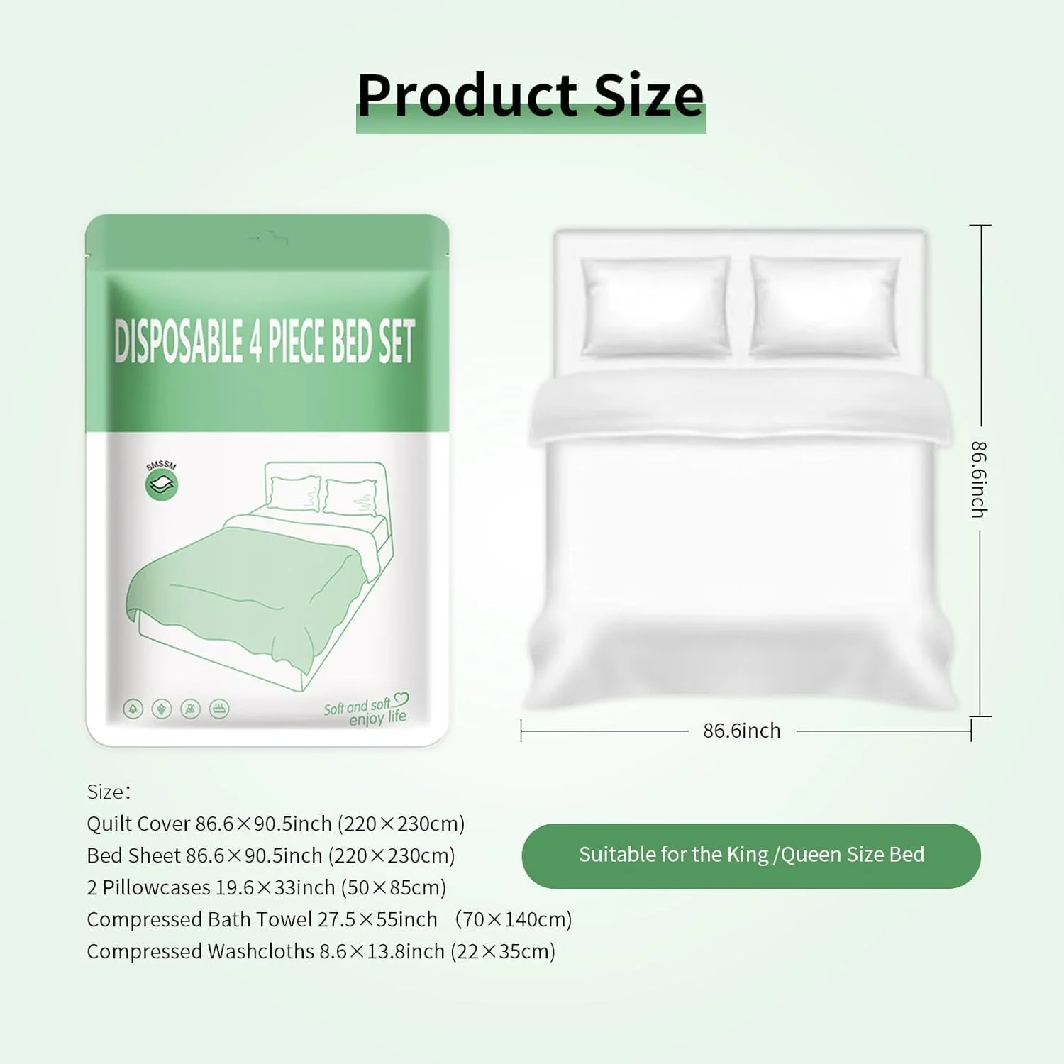 مجموعه ملحفه یکبار مصرف مسافرتی Azonee، مناسب هتل، سایز کینگ، 1 روکش لحاف، 1 ملحفه تخت، 2 روبالشتی، 2 حوله حمام - کیت نظافت مجموعه ملحفه یکبار مصرف مسافرتی Azonee، مناسب هتل، سایز کینگ، 1 روکش لحاف، 1 ملحفه تخت، 2 روبالشتی، 2 حوله حمام - کیت نظافت