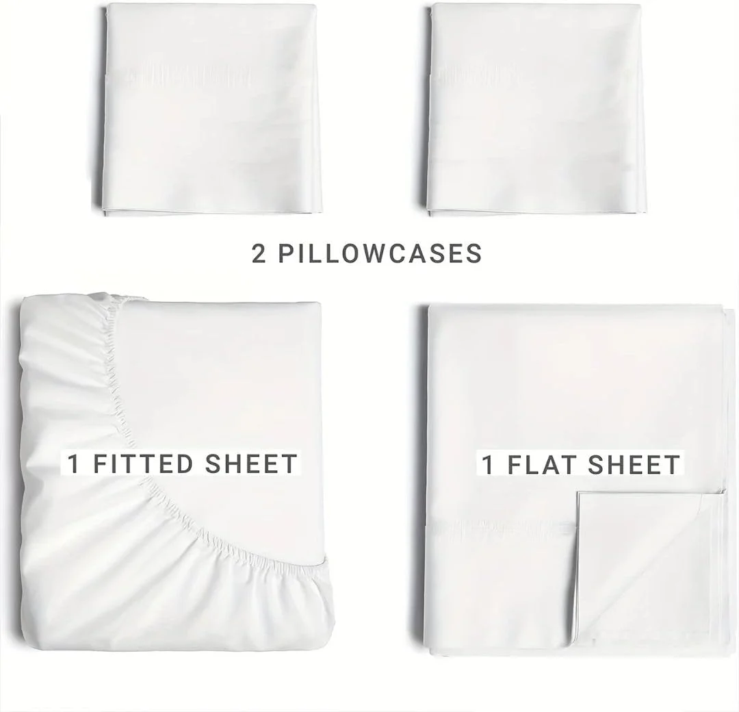 ست ملحفه 4 تکه لوکس Bedding Zone - میکروفایبر 100% فوق العاده نرم - شامل 1 ملحفه رو، 1 ملحفه کش دار و 2 روبالشی - مقاوم در برابر محو شدن، بدون چروک (مشکی، یک نفره)