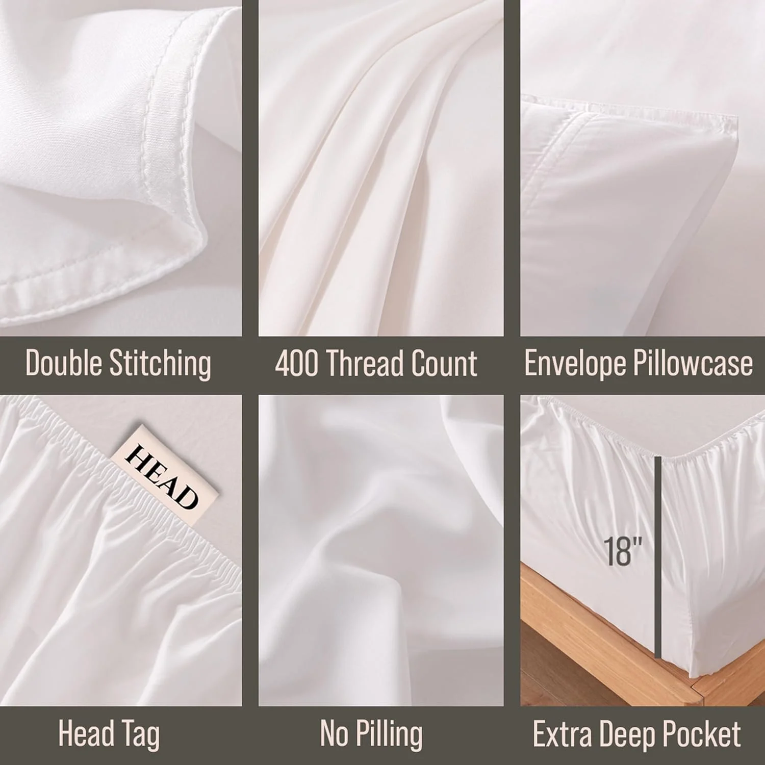 ست ملحفه تخت خواب دونفره لوکس بی سی BELLA COTERIE | 100% ویسکوز بامبو ارگانیک | فوق العاده نرم و خنک کننده بهتر از پنبه یا ابریشم | 2 روبالشتی، ملحفه رو و ملحفه کش دار بسیار عمیق [سفید]